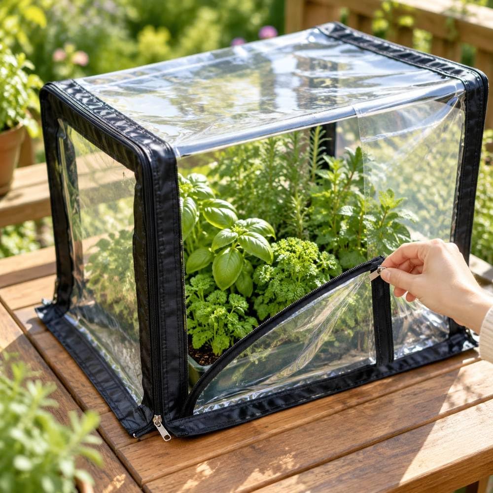 Anzuchthaube für Terrasse, Faltbarer Pflanzenschutz 60x40cm PVC
