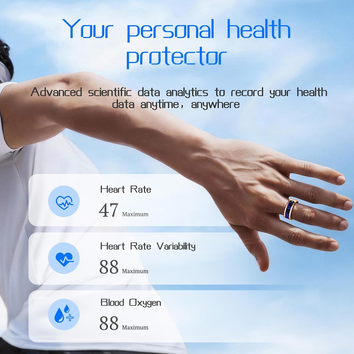 Smart Ring for Women & Men, Fitness & Health Tracker with Display Screen, IP68 Waterproof Smart Rings for Health Monitoring, Fitness Tracker Ring with Call Notification, No App Fees (Rose Gold, 10#)