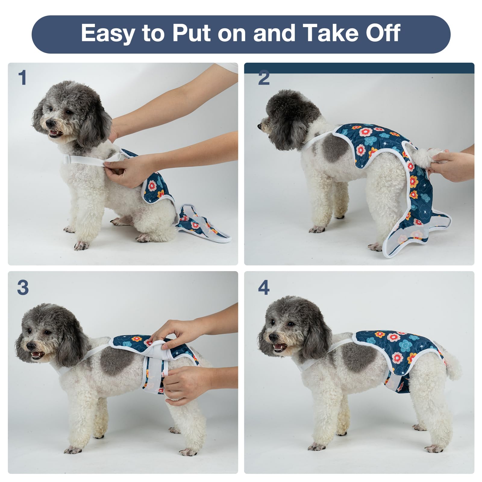 MICOOYO Pañal para perro, bragas sanitarias con tirantes ajustables, lavables, pañales para perritos, ropa interior para mascotas, pañales para perros hembras para el calor (floral, XL)
