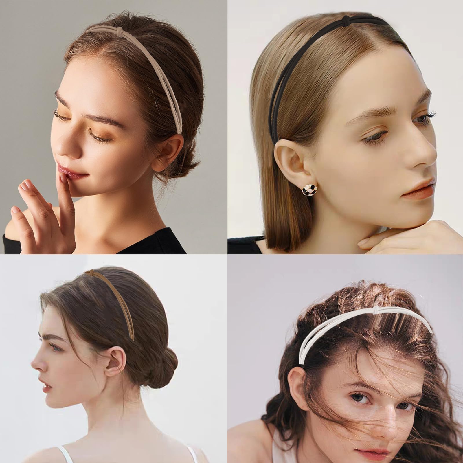 YONOY 5 Fasce Per Capelli Con Nodo – Pelle Sottile Antiscivolo – Accessori Moda Per Donne E Ragazze (Confezione Da 5 Colori)
