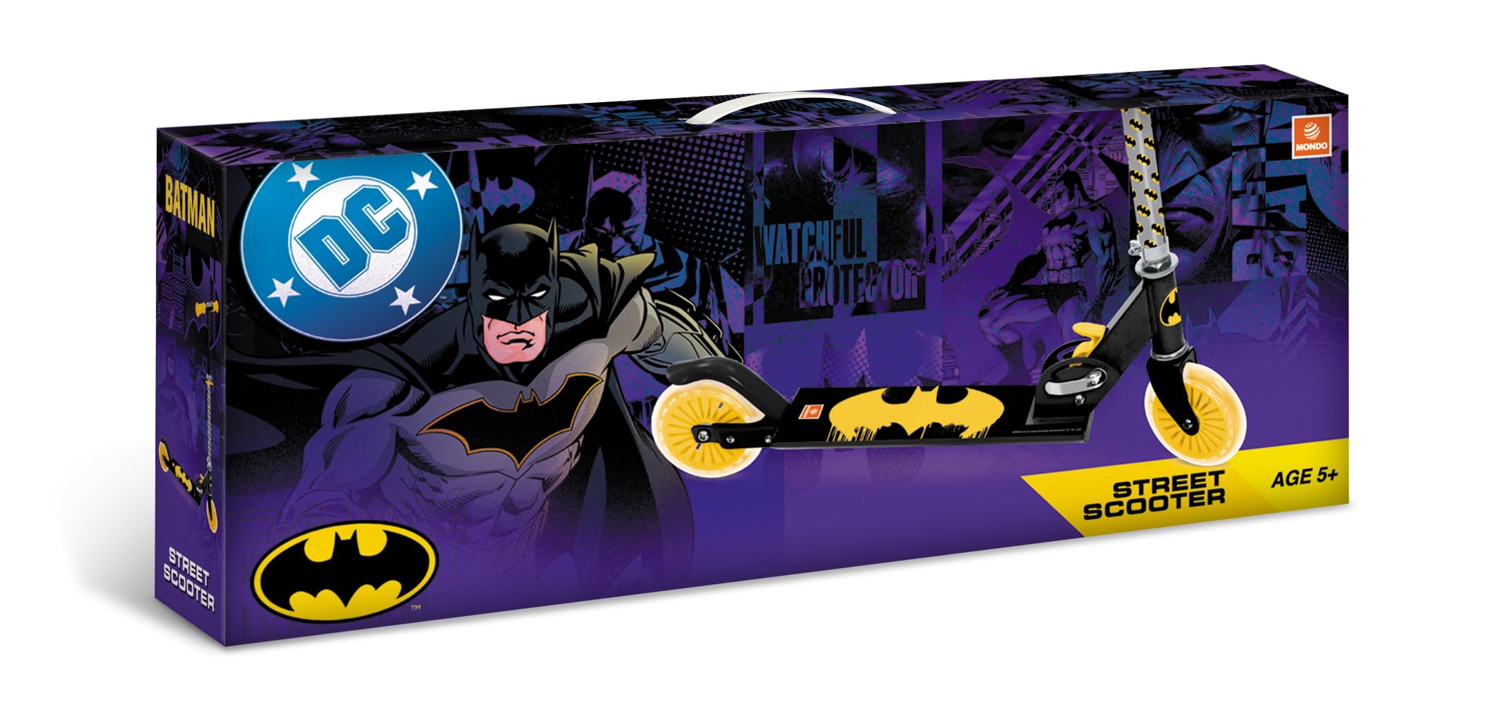 Mondo Toys - Batman ALU Scooter Patinete 2 Ruedas Plegable de Aluminio con Plataforma Extra Grip y Manillar Ajustable para niños - 28819