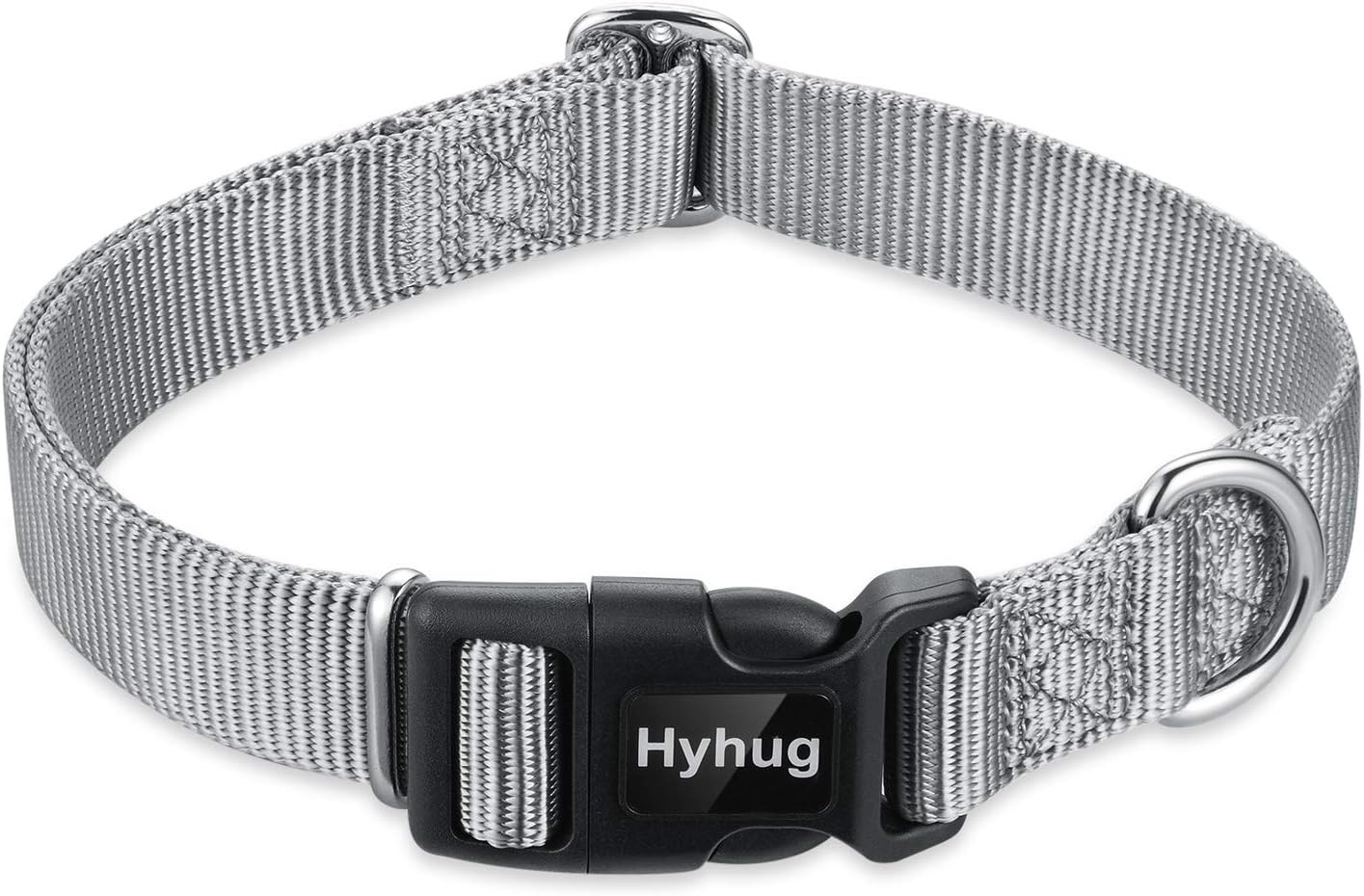 Hyhug Pets Solid Color Classic Regular Heavy Duty Basic Collar for Small Dogs, Unique Design Adjustment Triglide Slide (Buckle) Can Attached Name Tag Accessories. (Small, Sleet Gray) : Pet Supplies
