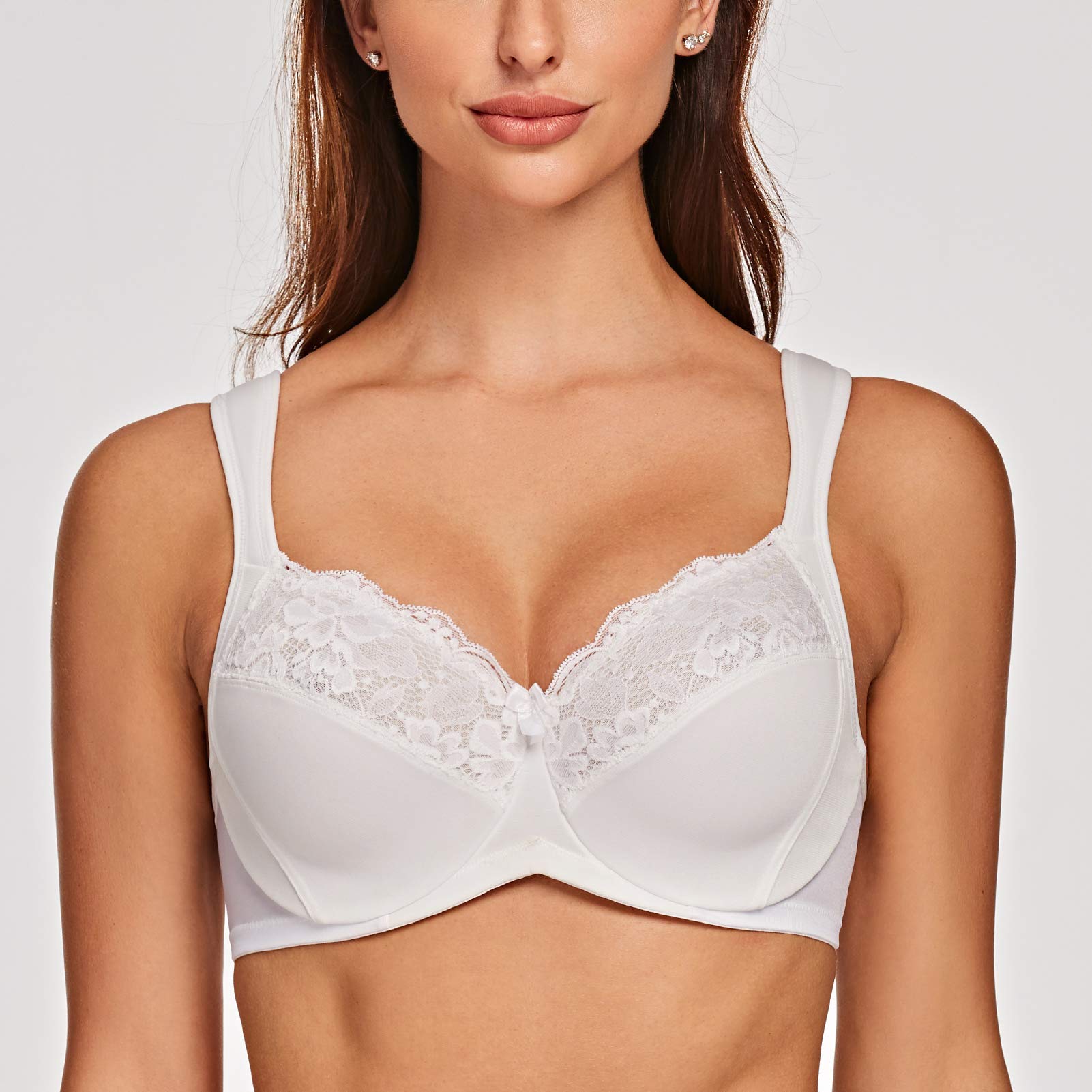 MELENECA Donna Reggiseno Pizzo Minimizer Taglie Forti Cinghie Imbottite Coppa Piena con Ferretto