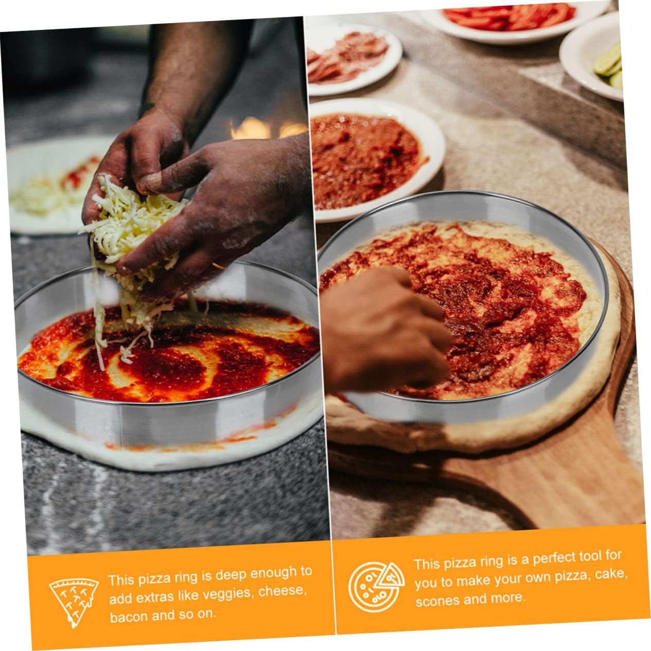 Cabilock 3pcs Multi-use Pizza Docker Round Cake Ring Washable Stainless Steel Pastry Ring