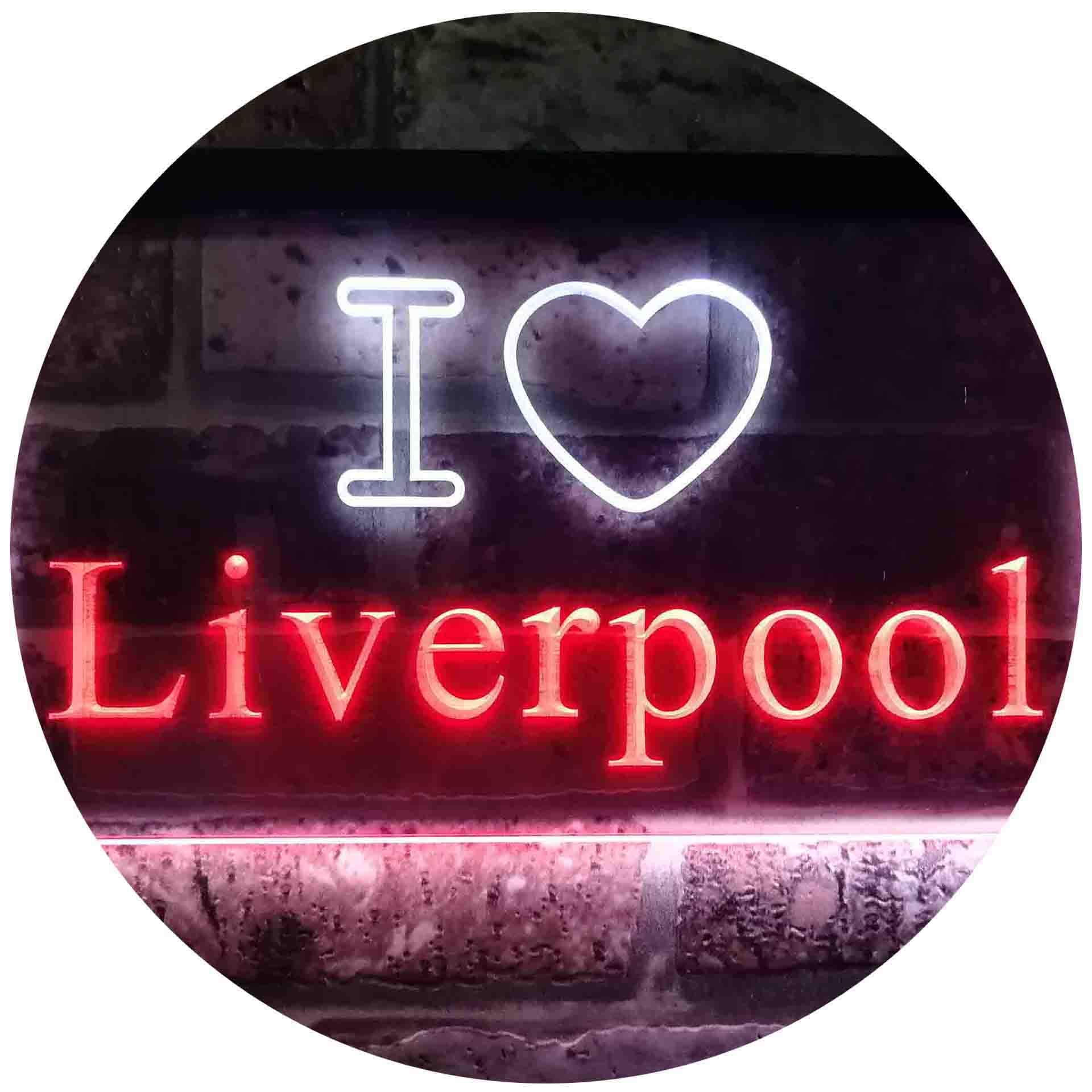 Advpro White & Red I Love Liverpool Illuminated Dual Color Led Neon Sign 300 X 210Mm St6s32-I0845-Wr