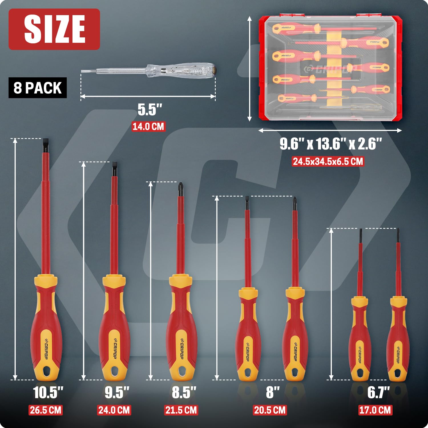CRIPOP 5PCS VDE Insulated Pliers Tool Set,1000V Insulated Electrical Tools Kit,Includes 190mm Combination Plier,165mm Diagonal Cutter - Image 2