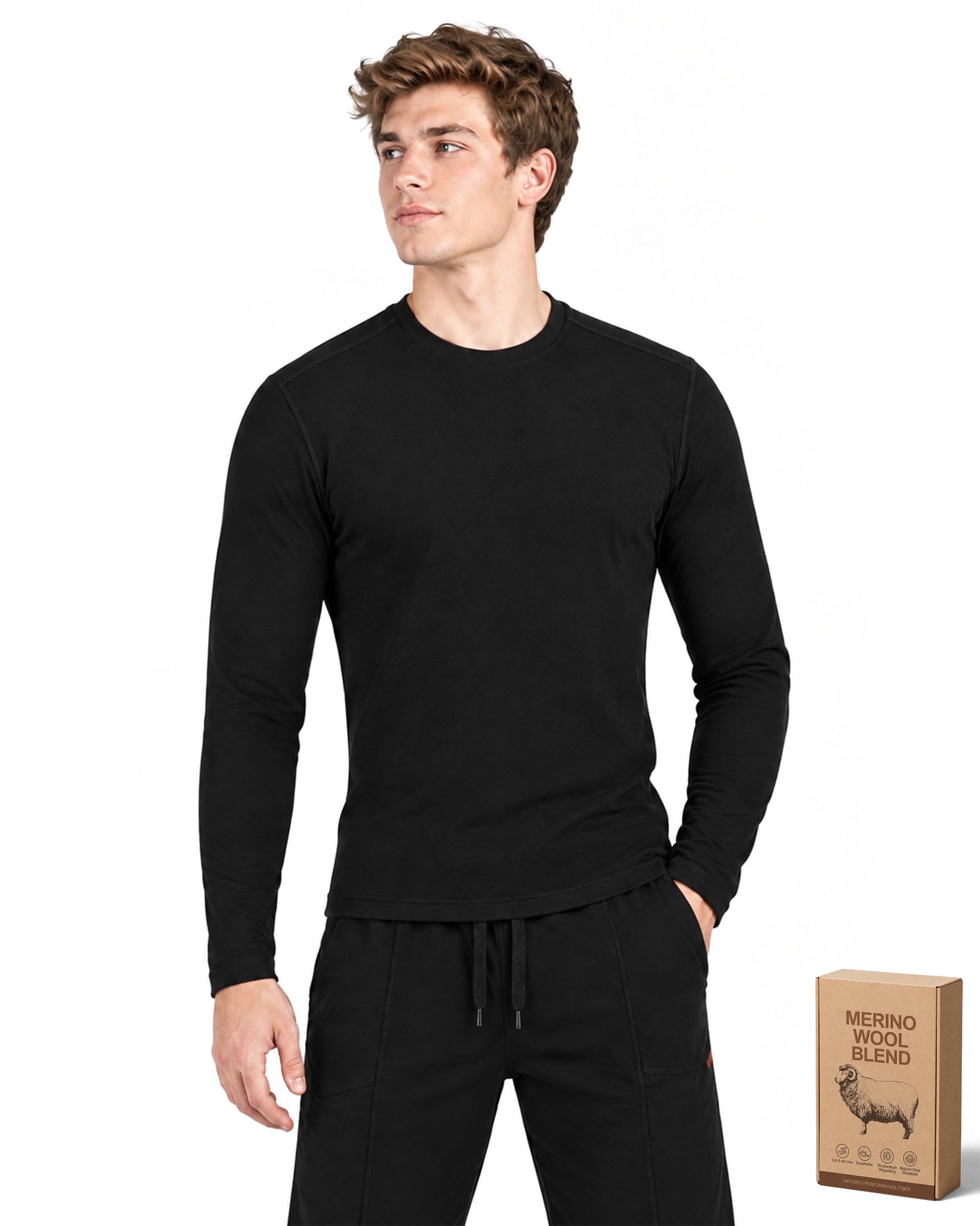 YESWEL Camiseta térmica merino para hombre