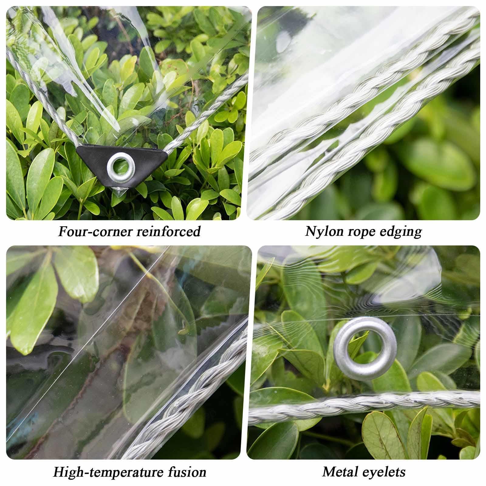 Bâche transparente imperméable avec porte 2/3/4/5 m, panneaux latéraux en plastique lourd pour pavil, véranda, abri auto, lot de 2 œillets encastrés