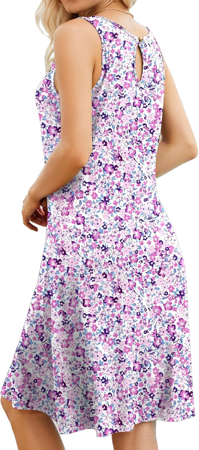 Akihoo Womens Summer Casual Dresses Sleeveless Tshirt Sundress Vest Tank Sun Dress - Image 3