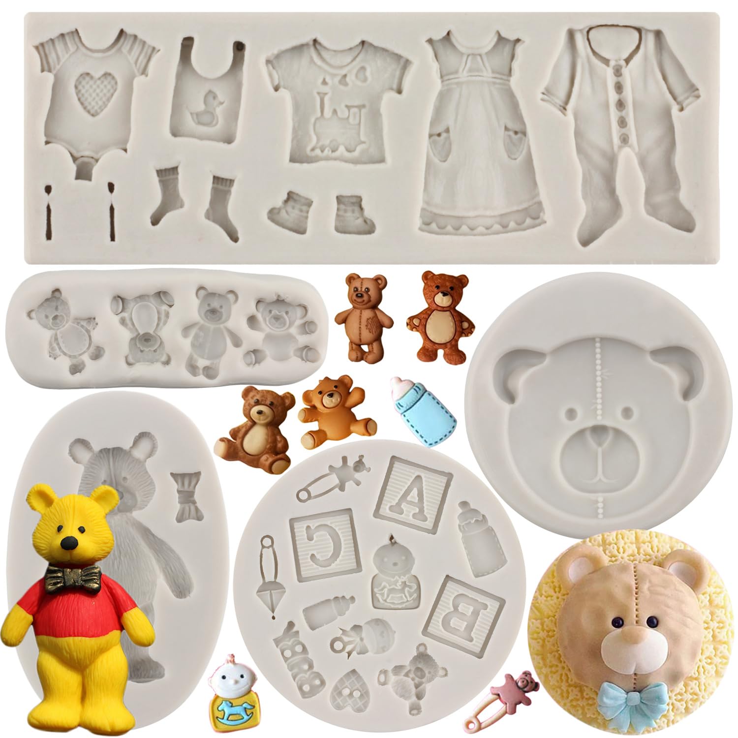 MYPRACS Baby Silicone Fondant Cake Mould Set of 5