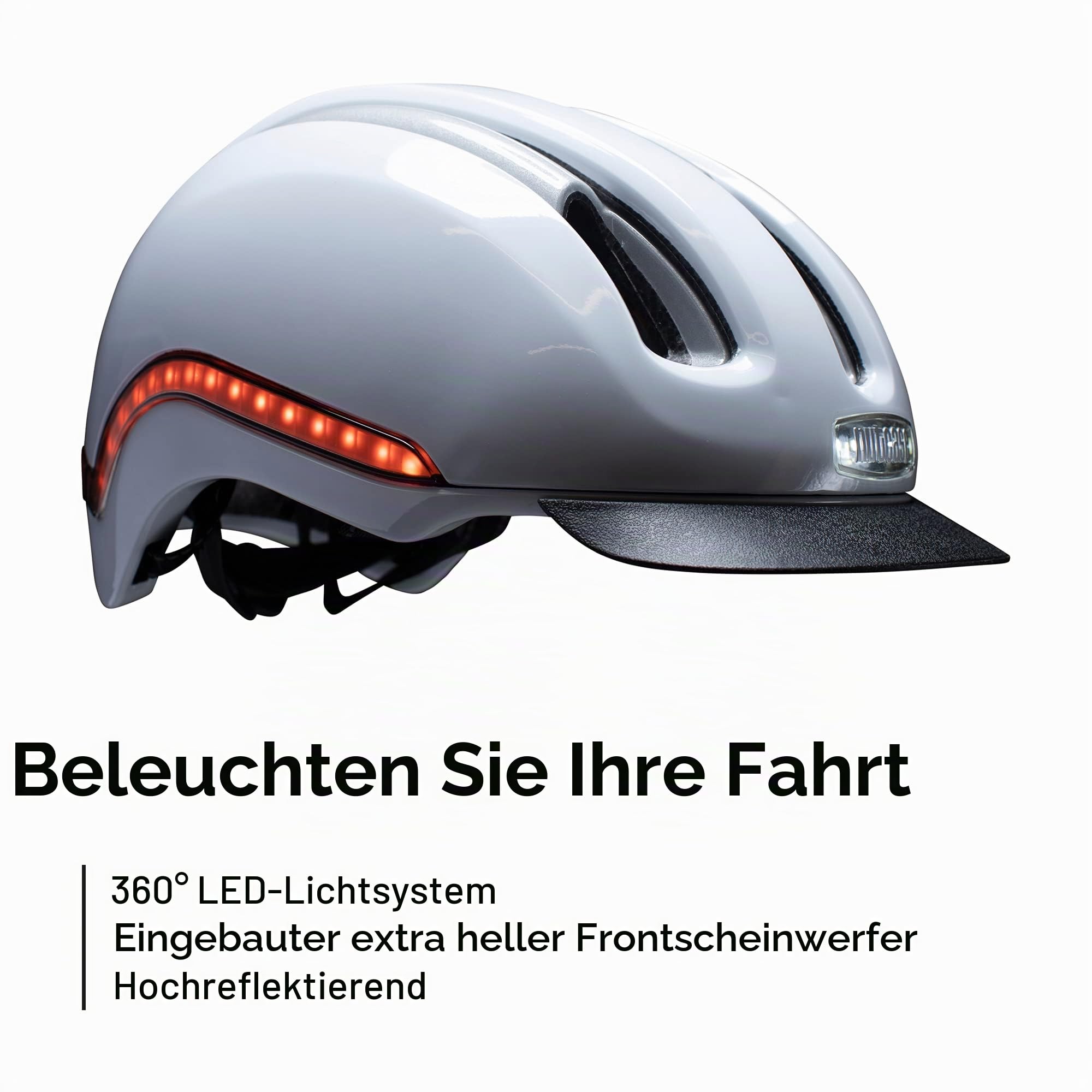 Nutcase VIO Commute MIPS LED Helm, Gloss, Blanco, L/XL