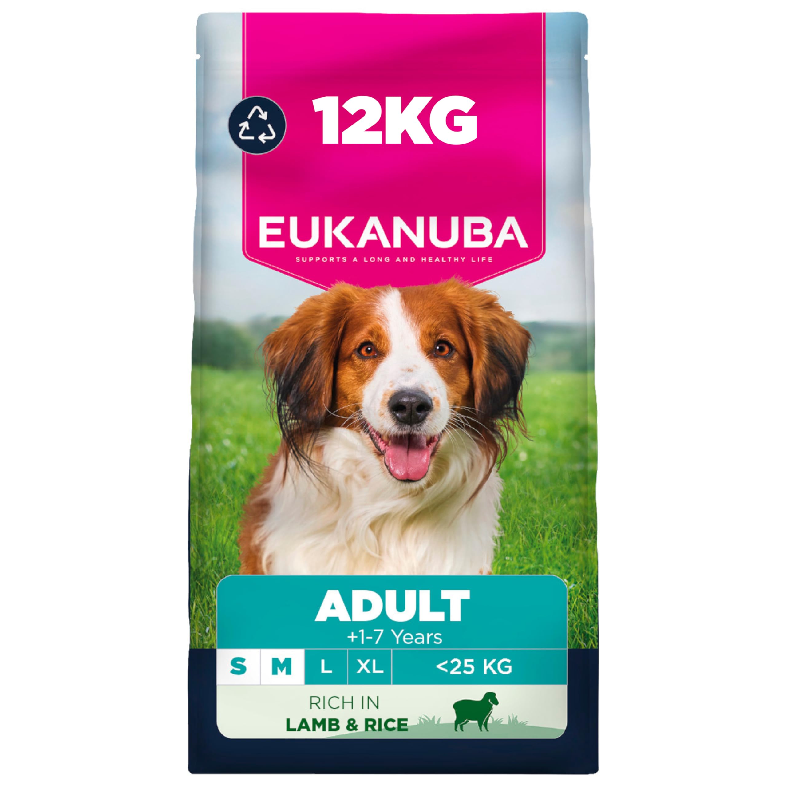 Eukanuba Premium Nutrition Dry Dog Food + Wet Dog Food Free! * - Adult Small & Medium Breed Lamb & Rice (12Kg) + Adult Rich In Beef With Pumpkin (3 X 400G)