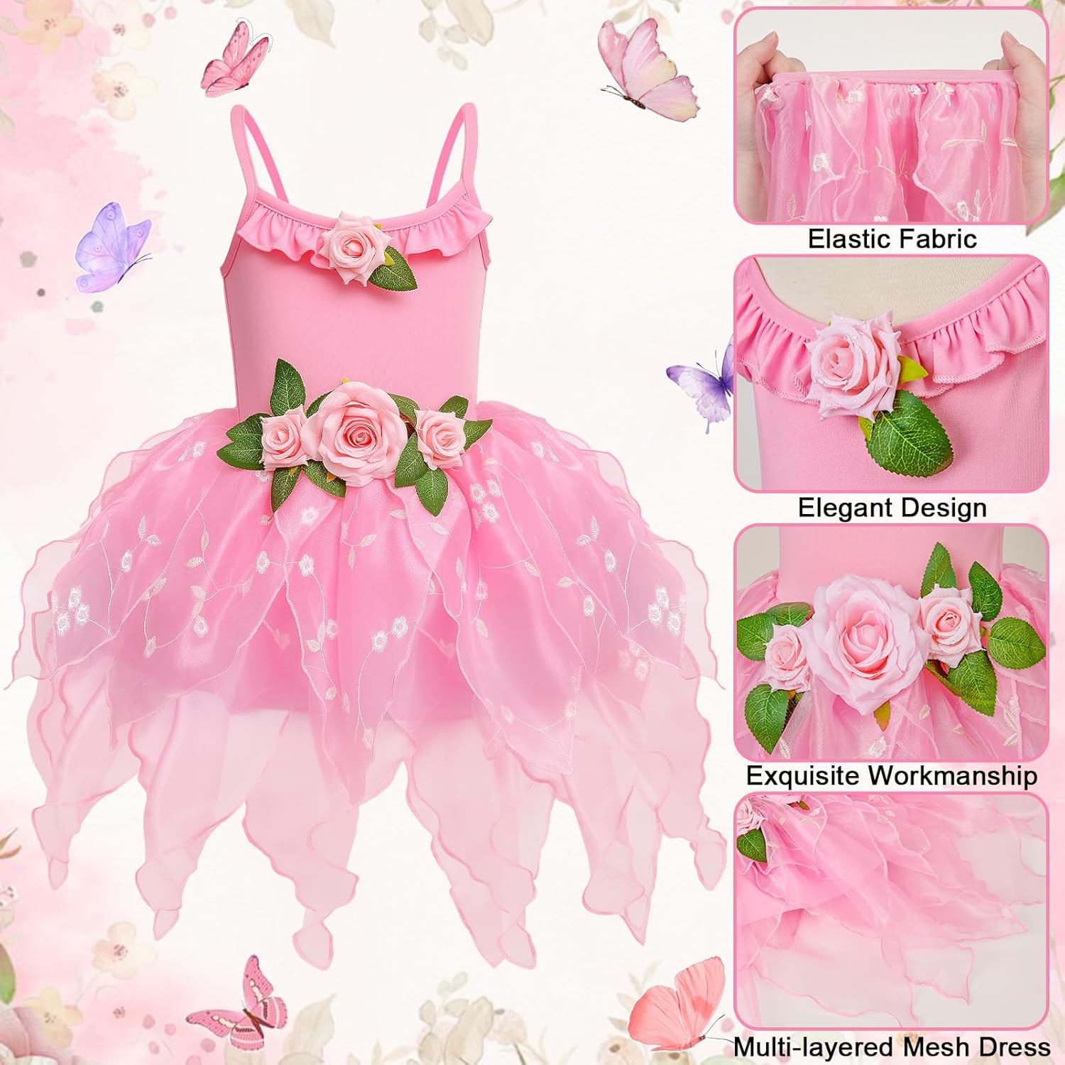 Latocos Girls Fairy Dress Costume Kids Toddler Fairy Dresses Butterfly Wings Princess Dress Up Halloween Birthday Party Gift - Image 3
