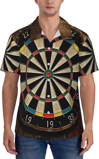 Mens Hawaiian Shirts Short Sleeve Button Down Shirt Dart Board Hawaiian Shirt for Men Beach Shirts