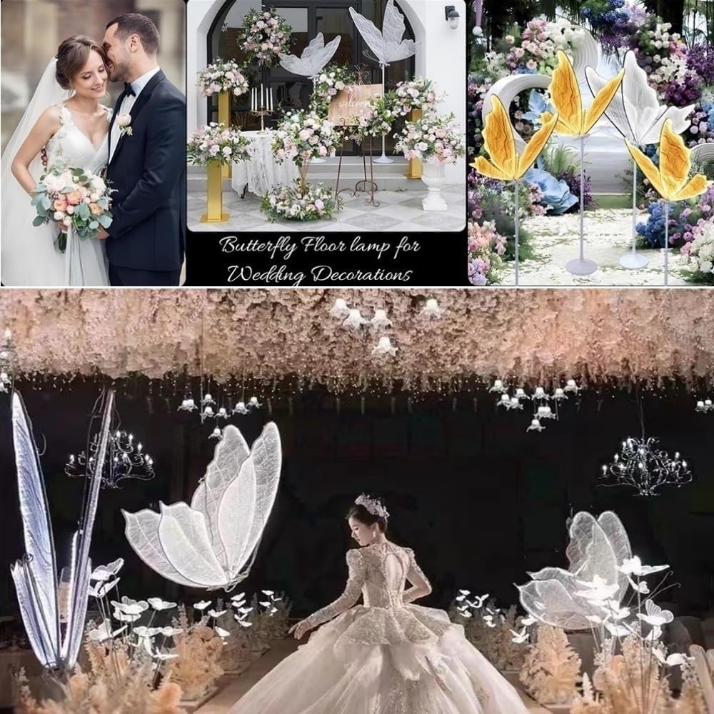 Wedding Ceiling Decoration Lights 2pcs Luminous Butterfly Floor lamp LED Romantic Elegant Ceiling Decoration Party Decoration Props,Butterfly Decorations,Wedding Decorations For Reception,B,80