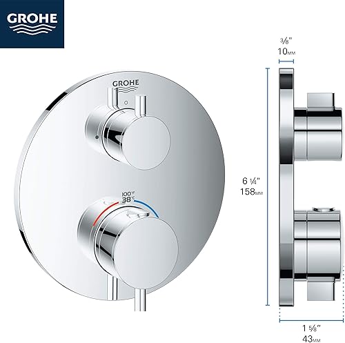 Miniatura 6 de GROHE 24150EN3 Atrio - Moldura termostática de 2 manijas, níquel cepillado InfinityFinish