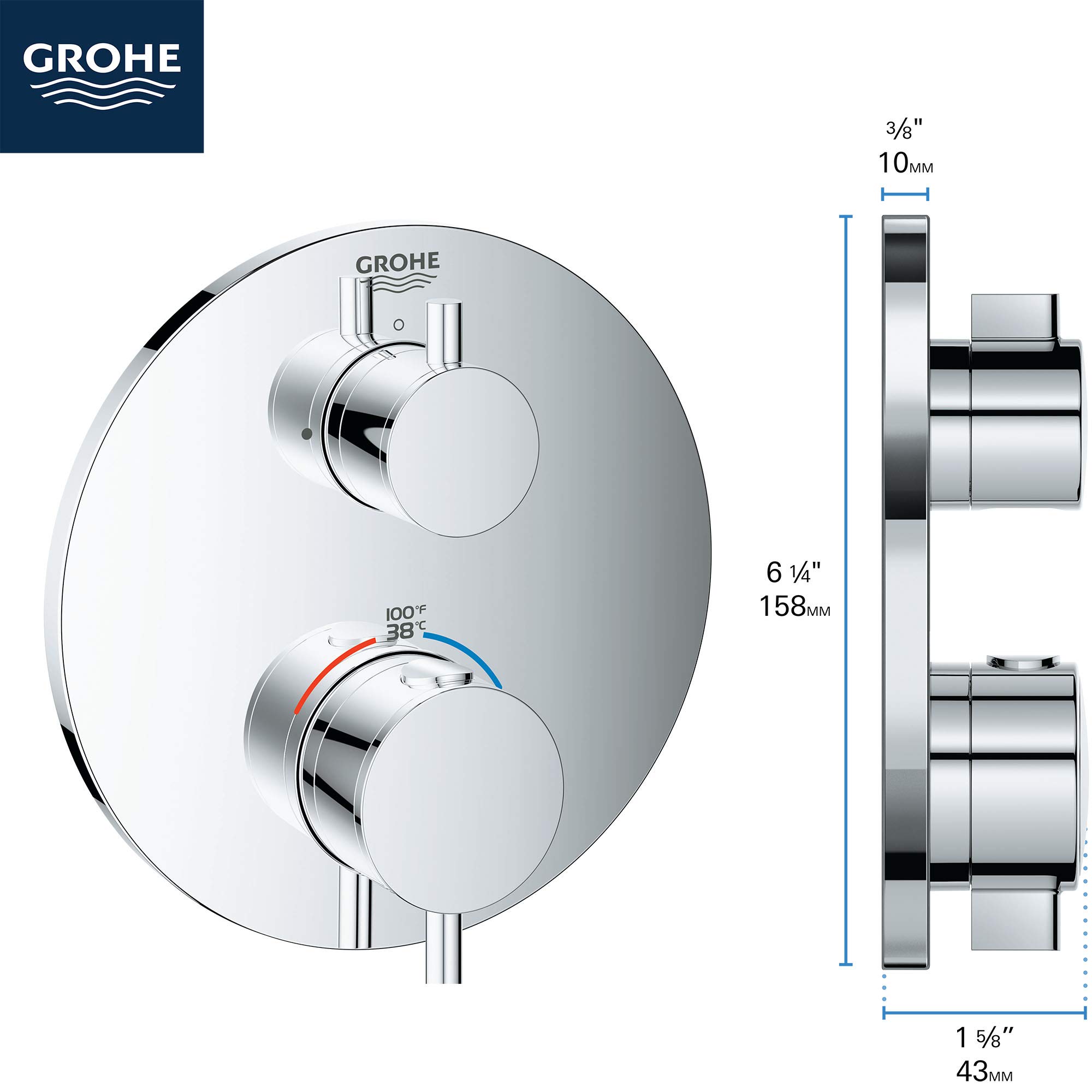 GROHE 24150003 Atrio Single Function 2-Handle Thermostatic Trim 