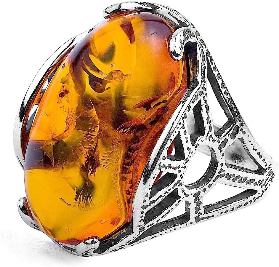 Ian and Valeri Co. Amber and Sterling Silver Oval Ring