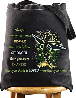 LEVLO Fairy Tale Cosmetic Make Up Bag Fairy Pixie Fans Inspired Gift You Are Braver Stronger Smarter Than You Think Fairy Makeup Zipper Pouch Bag For Women Girls, Tinker--bell BT, Tote Bag