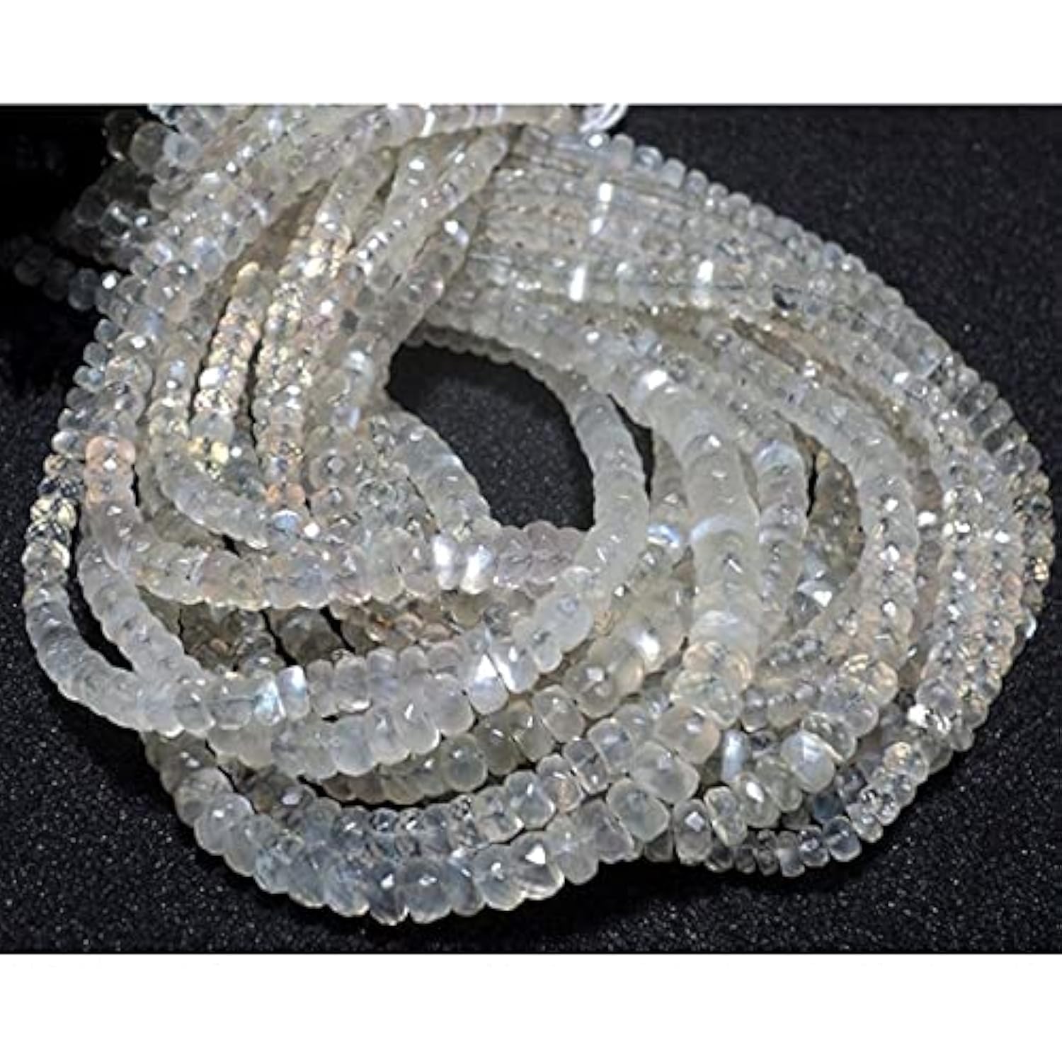 Perles pierres de lune africaines rondelles 6mm facettées arc-en-ciel 14" DIY