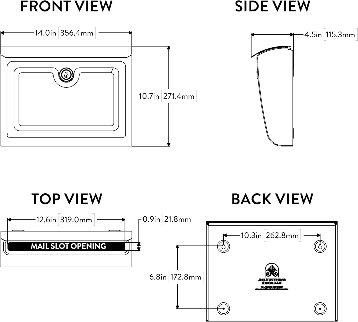 Architectural Mailboxes Whitman™ Locking, Wall-Mounted Mailbox for Outside, Metal Galvanized Steel Medium Mail Box with Lock and Key Drop Box, White