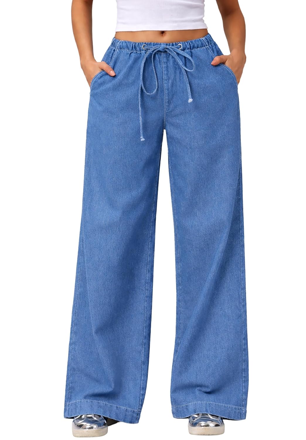 London Hills Jeans for Woman | Wide Leg Jean for Women | Women’s Wide Leg Denim Pants | Elastic Waist Drawstring Jeans for... - Review, Price and Buying Guide