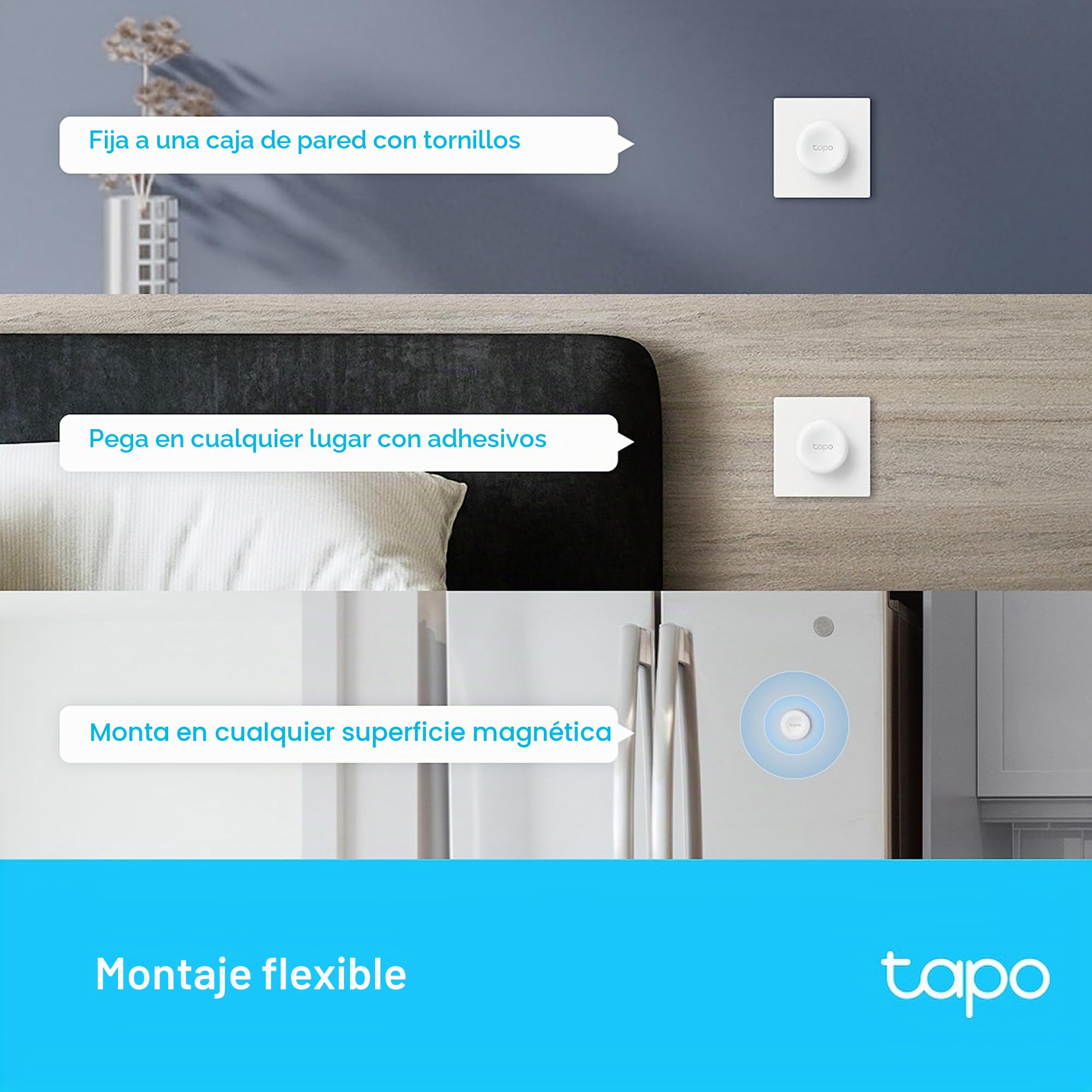 TP-Link Tapo S200D Interruptor Regulador Intensidad de Luz WiFi Inteligente, Control a Distancia, Pila de Larga Duración, Fácil Montaje, Requiere Hub