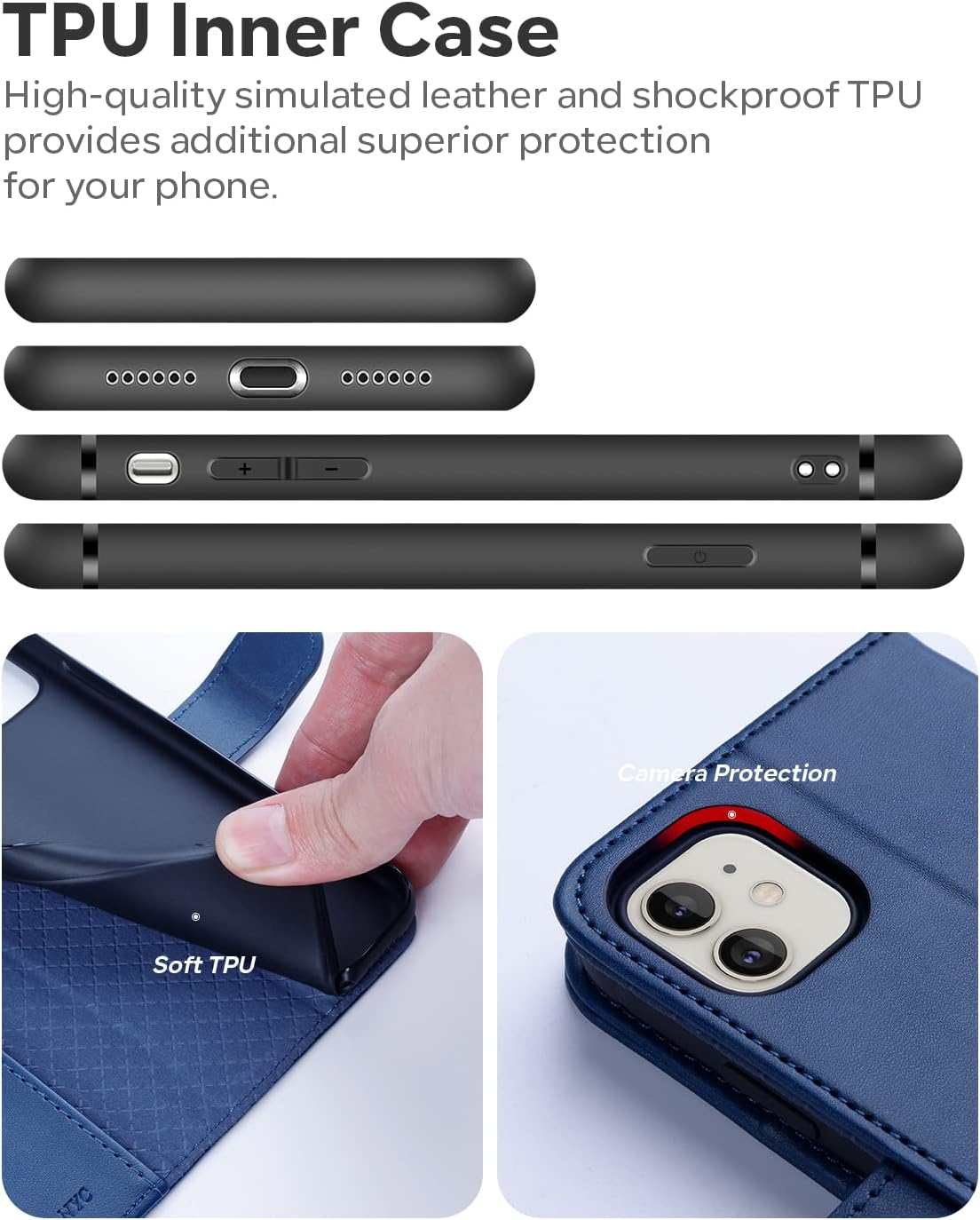 OCASE Compatible with iPhone 11 Wallet Case with Card Holder, PU Leather Flip Case with Kickstand and Magnetic Closure, TPU Shockproof Interior Protective Cover 6.1 Inch 2019 (Spliced Blue)
