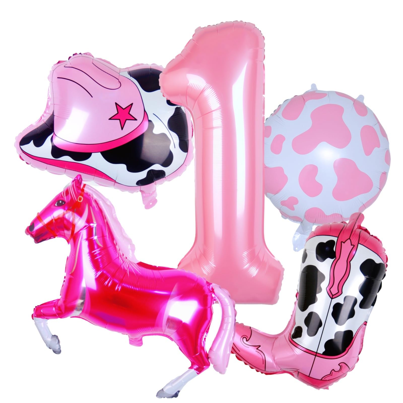 Kwuz Cowgirl Balloons First Rodeo Birthday Party Decorations for Girls, Pink Horse Hat Boot Cow Balloons Disco Girl 1st Rodeo Birthday Party Decor