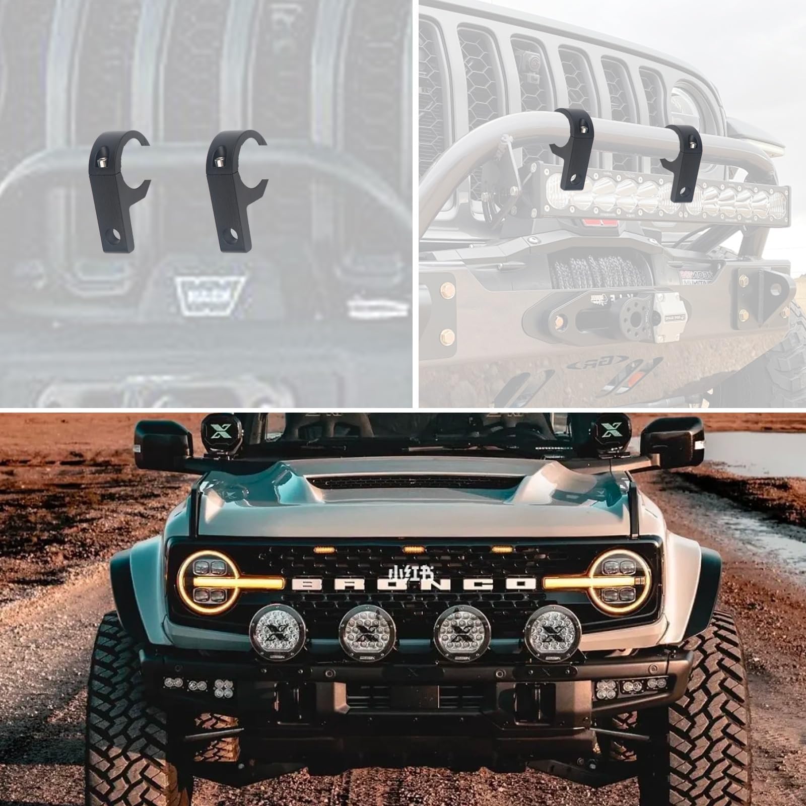 4 Pezzi Staffa di Montaggio Fari LED Universale, staffe di montaggio barra luminosa morsetto, staffa a morsetto per auto, staffe faretti moto, per Veicoli Auto Camion Moto Barca.