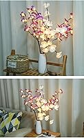 Vista 4 de Fantasee Purple Orchid Twig Lights, 20 LED Artificial Phalaenopsis Branch Lights Battery Powered Flexible Branch Decor Lights for Home Shop Window