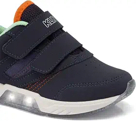 Infantil Menino Light com LED 604064, Tênis Casual, Marinho/Laranja, Tamanho 31, Material Sintético e Mesh, Fechamento em Velcro, Solado LED