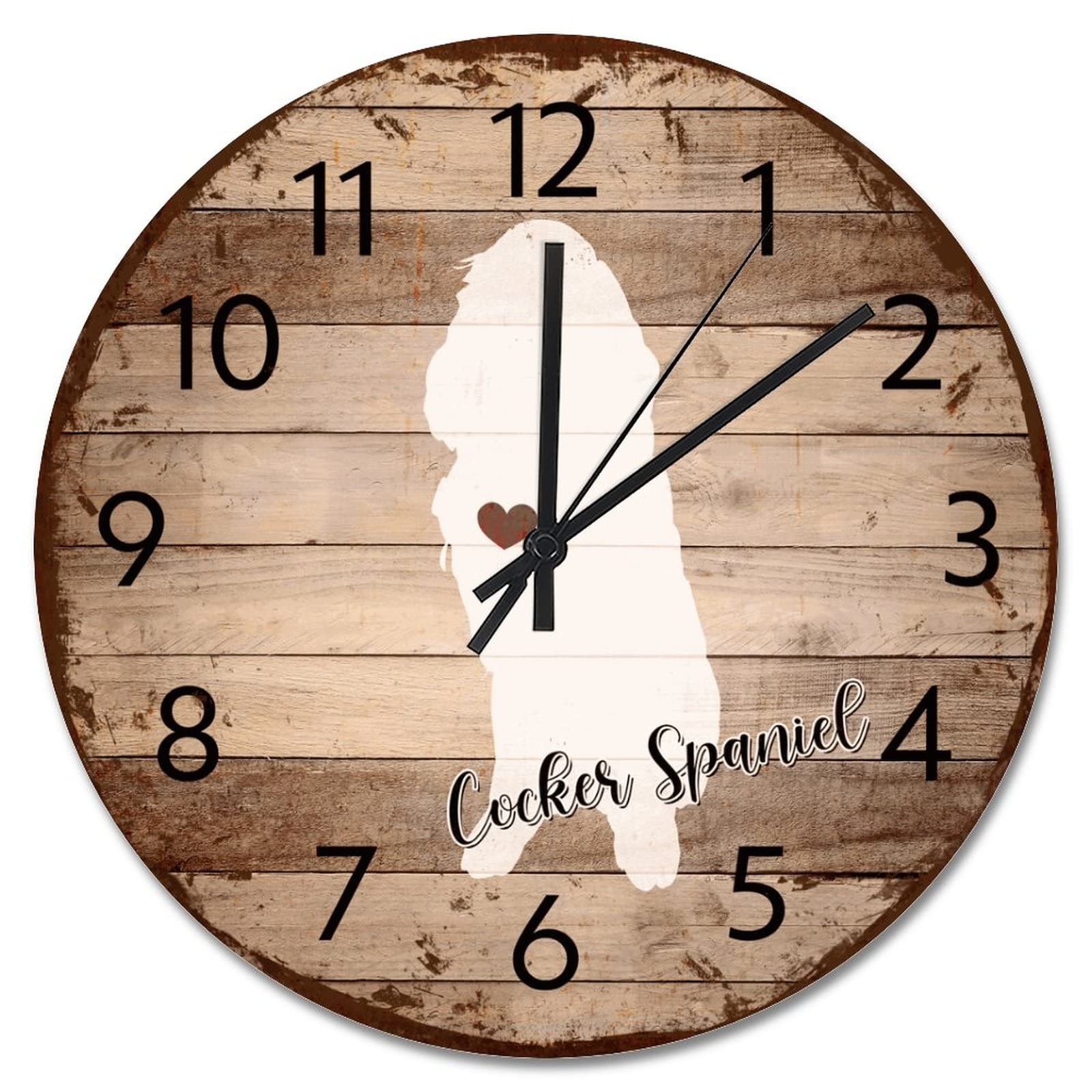 Horloge murale vintage bois vieilli 38 cm fonctionne à piles pour école