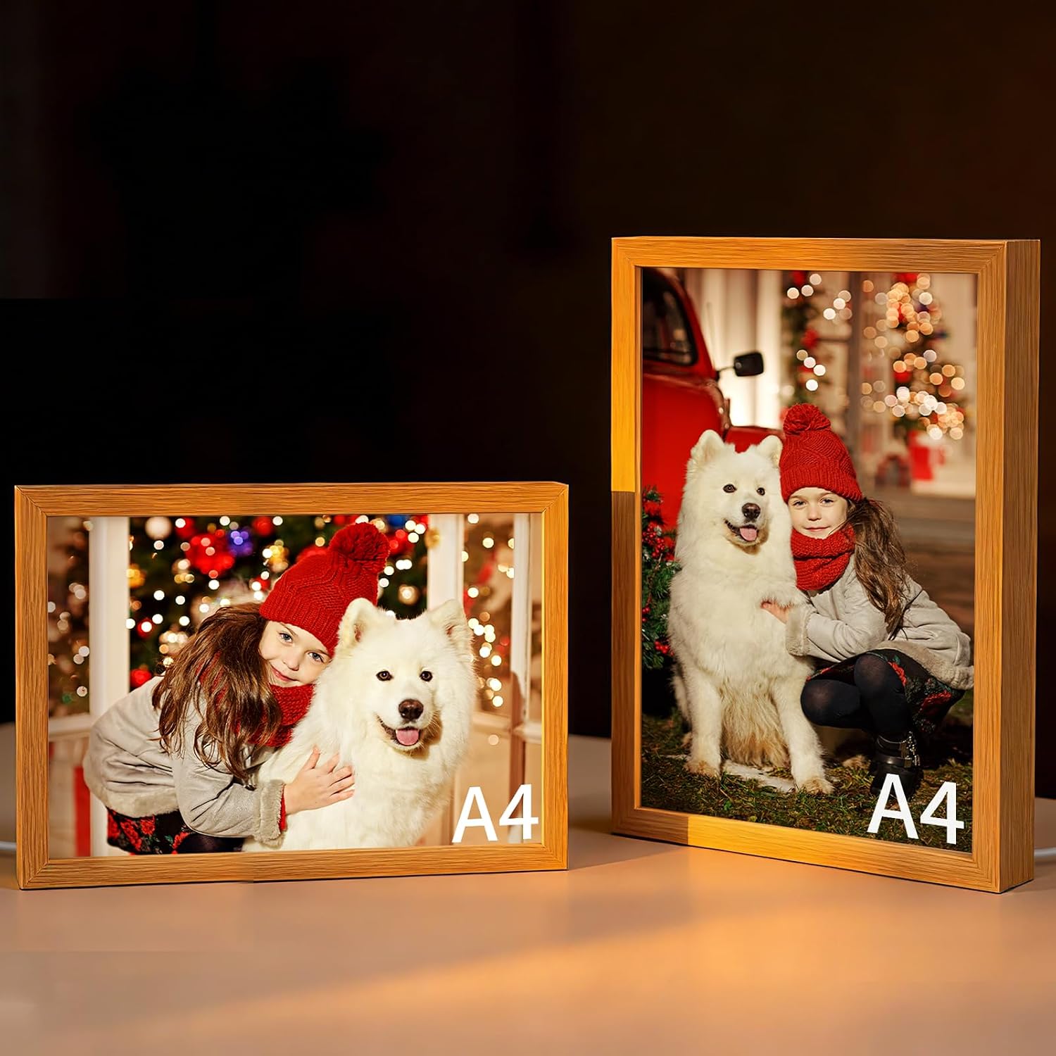 PYD Life 2 Pack Sublimation Glass Night Lights LED Photo Frames A4 Size