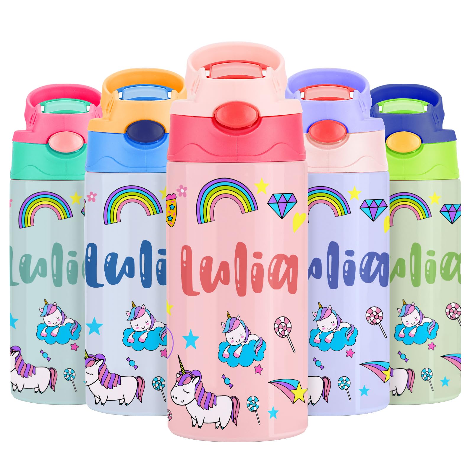 Gourde Isotherme Personnalisable Enfant 350ml Tritan Sans BPA Multicolore