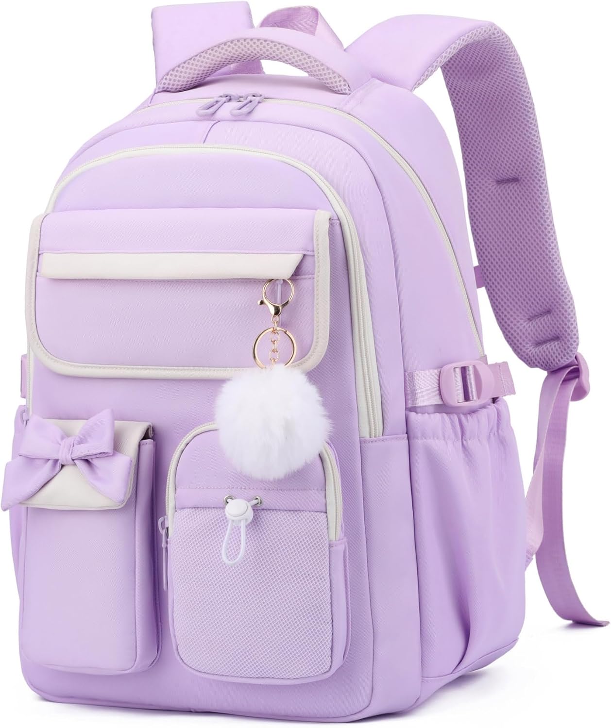 Girls Backpack for Kids School Bag Multi-Pocket Bookbag Backpack for Girls, Y045-Purple