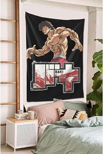 Miniatura 5 de Tapiz de anime Baki The Grappler Hanma Baki para dormitorio, sala de estar, arte para el hogar, decoración colgante, manta, tapices de 60 x 40