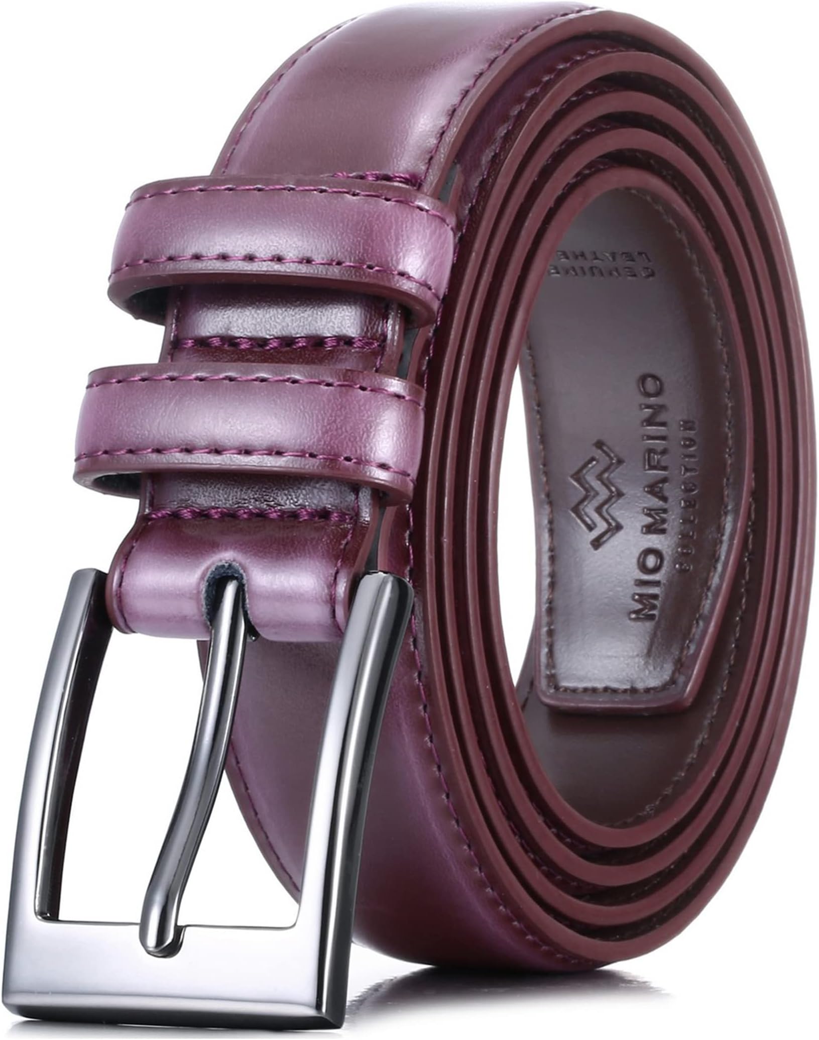 Marino’s Men Genuine Leather Dress Belt with Single Prong Buckle