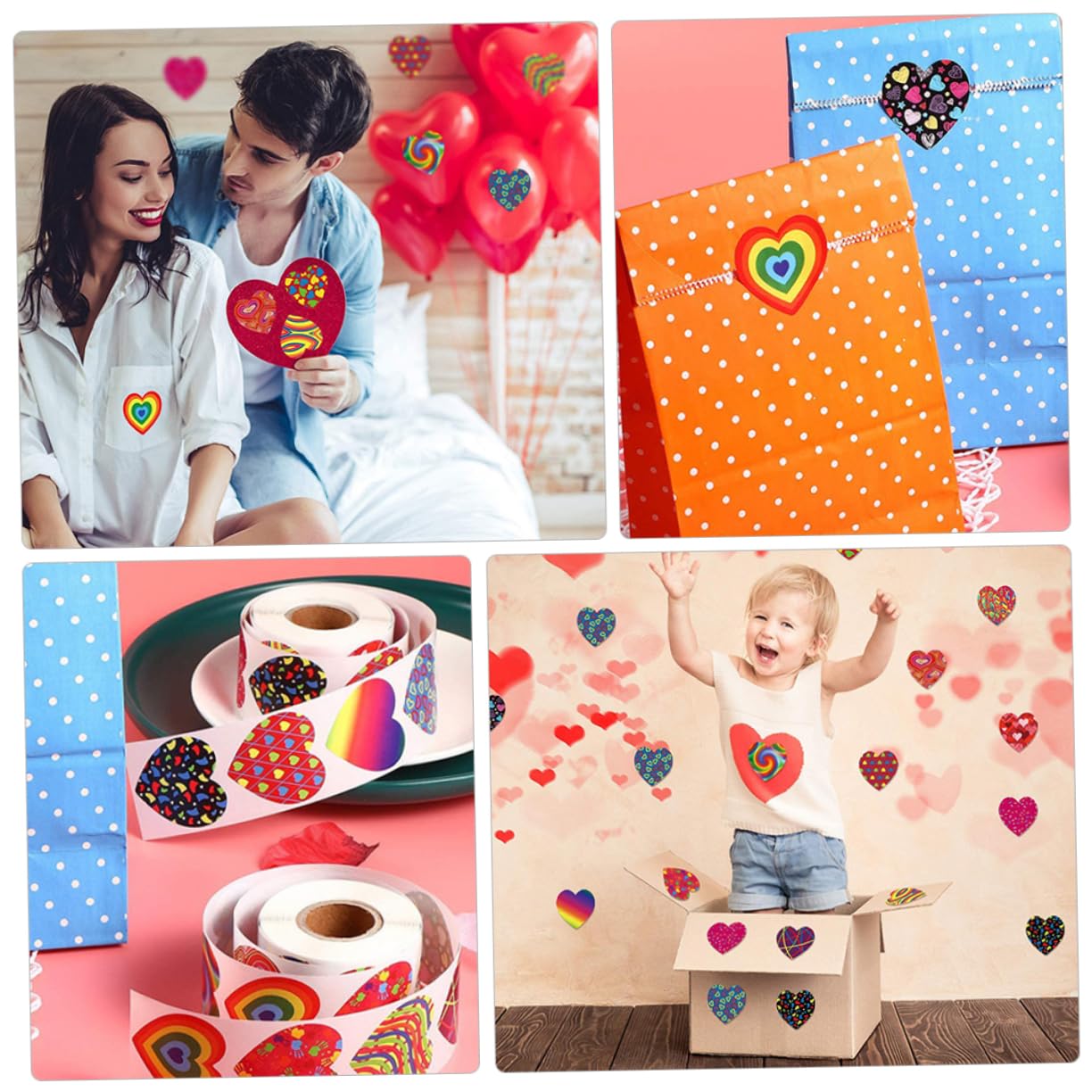 MAGICLULU 3sets Etichette Adesive Forma Di Cuore Per Decorazioni Di Matrimonio e Rosso Blu Per Gadget e Regali Per Invitati