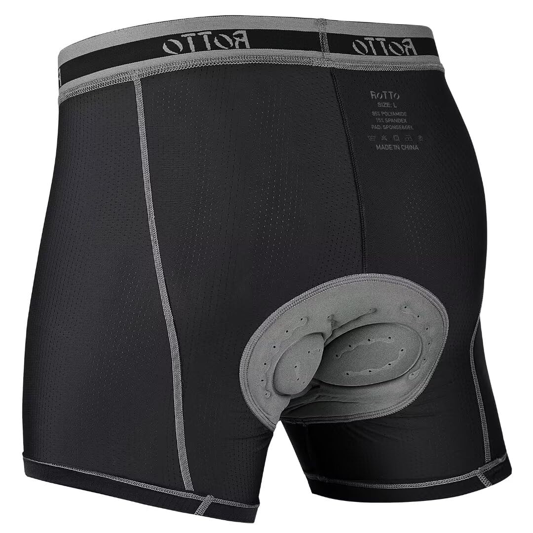 ROTTO Hombres Ropa Interior per Ciclismo Calzoncillos Acolchados 3D Forro MTB Pantalones Cortos Transpirable y de Secado Rápido