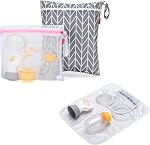 Damero Sac de pièces de pompe à sein, sac de pièces pour pompe à poitrine sèche humide, sac à pompe avec tampon imperméable et sac en mesh, Arrow grise