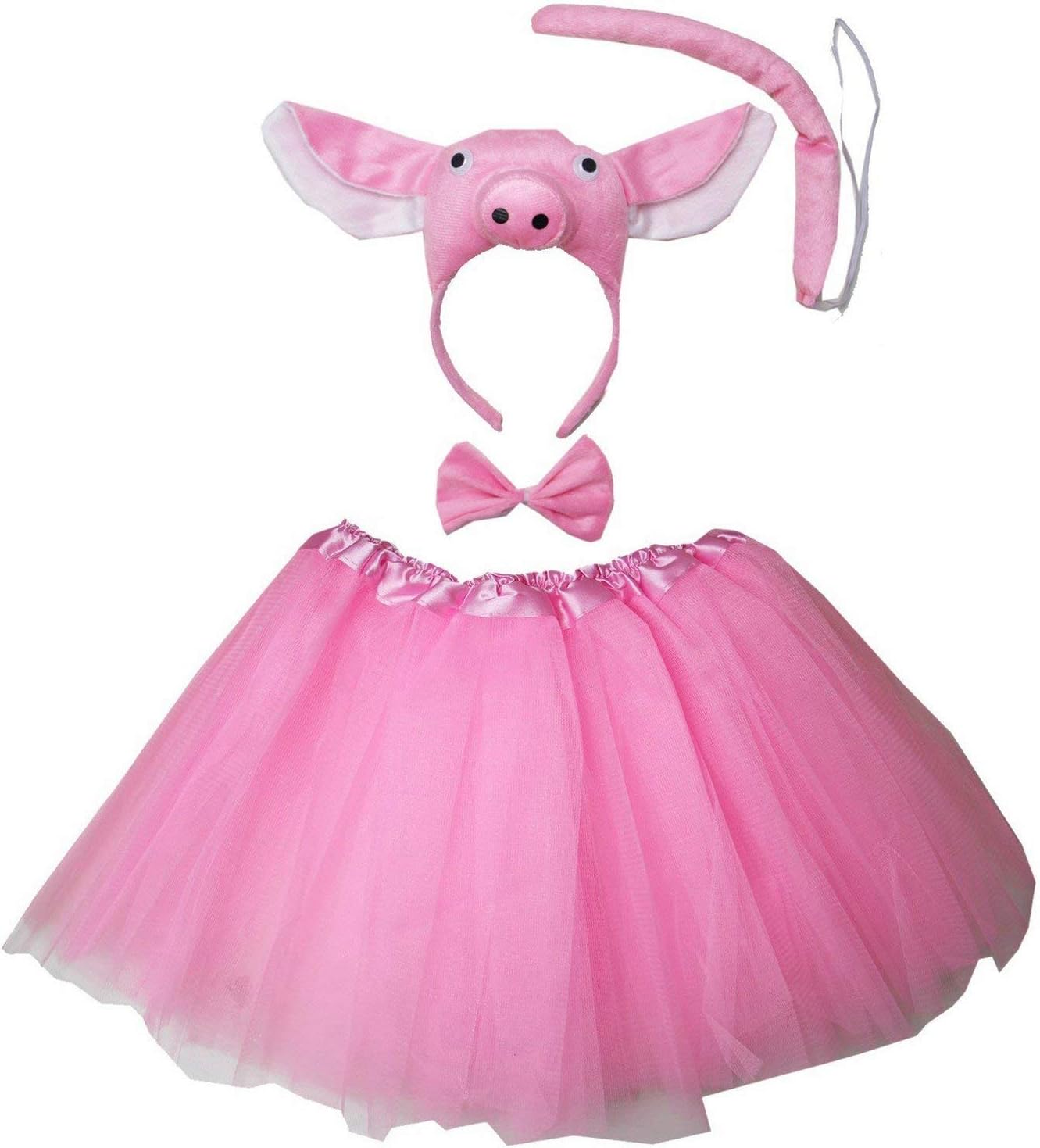 Kirei Sui Kids Animal Costume Pink Pig Tutu Ear Headband Bowtie Tail 4pcs Set
