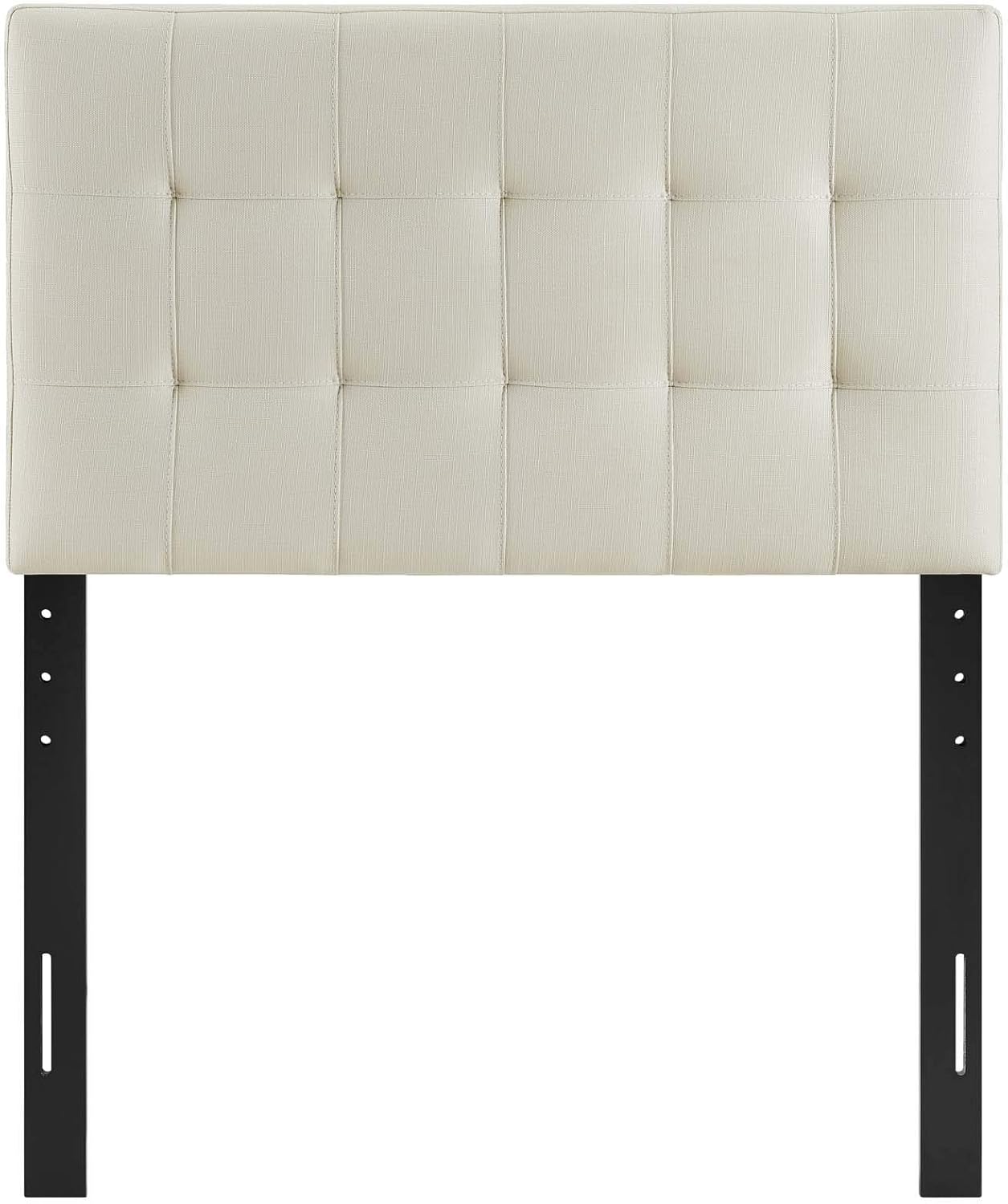 Modway Lily Tufted Linen Fabric Upholstered Twin Headboard in Ivory