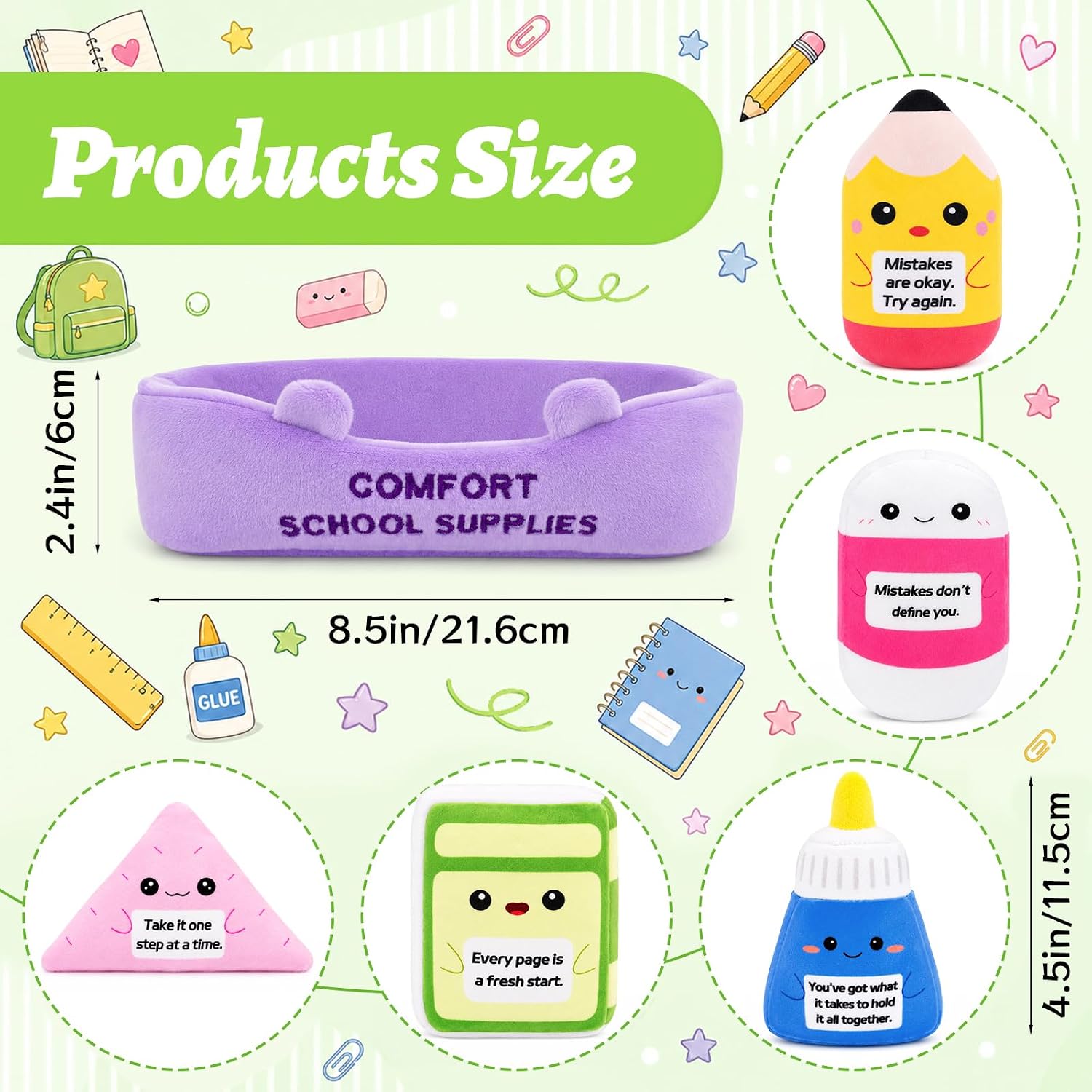 Emotional Support Plush School Supplies Set,5 Pcs Classroom Plushies image 5