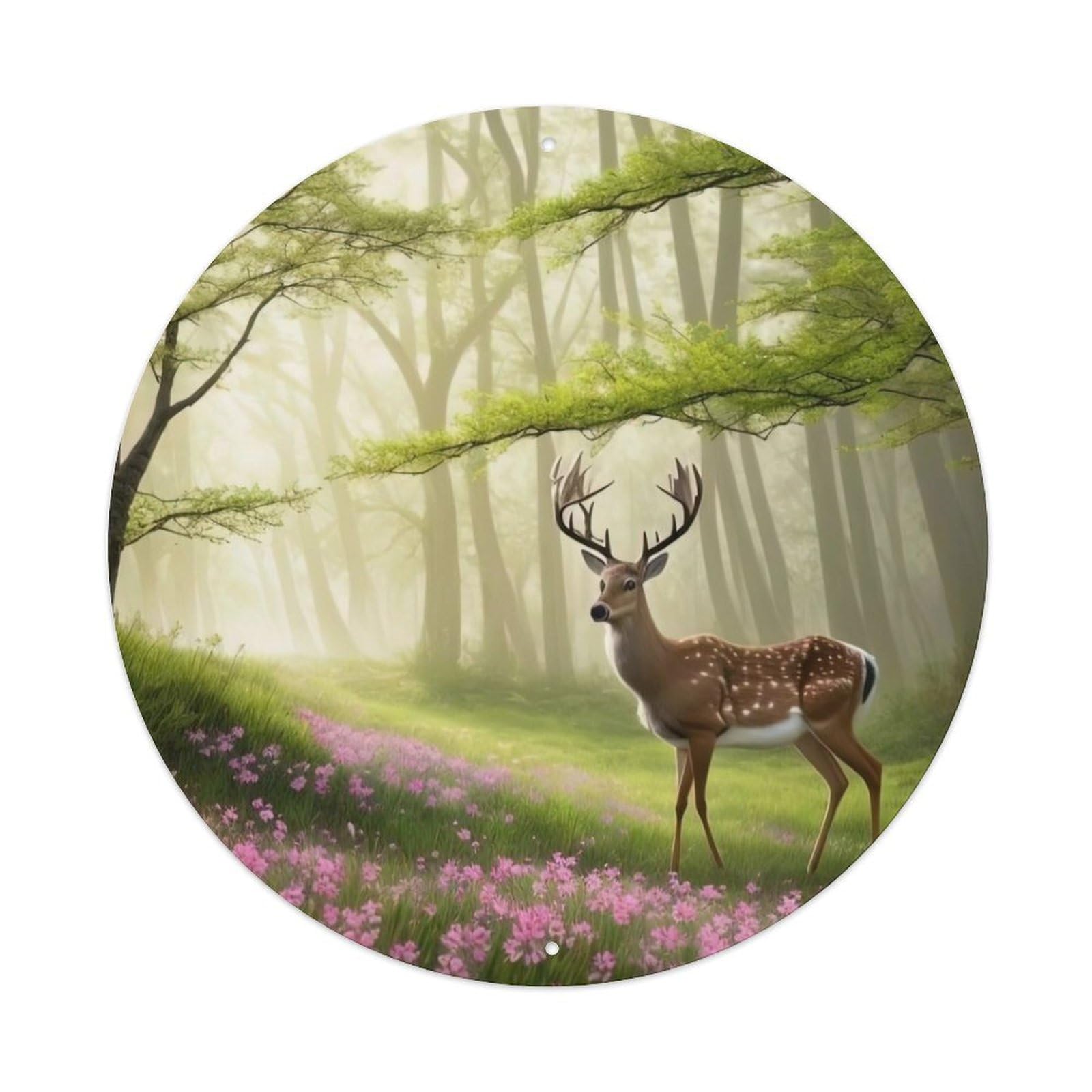 Animal Artwork Deer in The Meadow Vintage Metal Tin Sign Plaque Wall Decor for Cafe, Club Bar, Office, Garden Metal Poster 8x8Inch