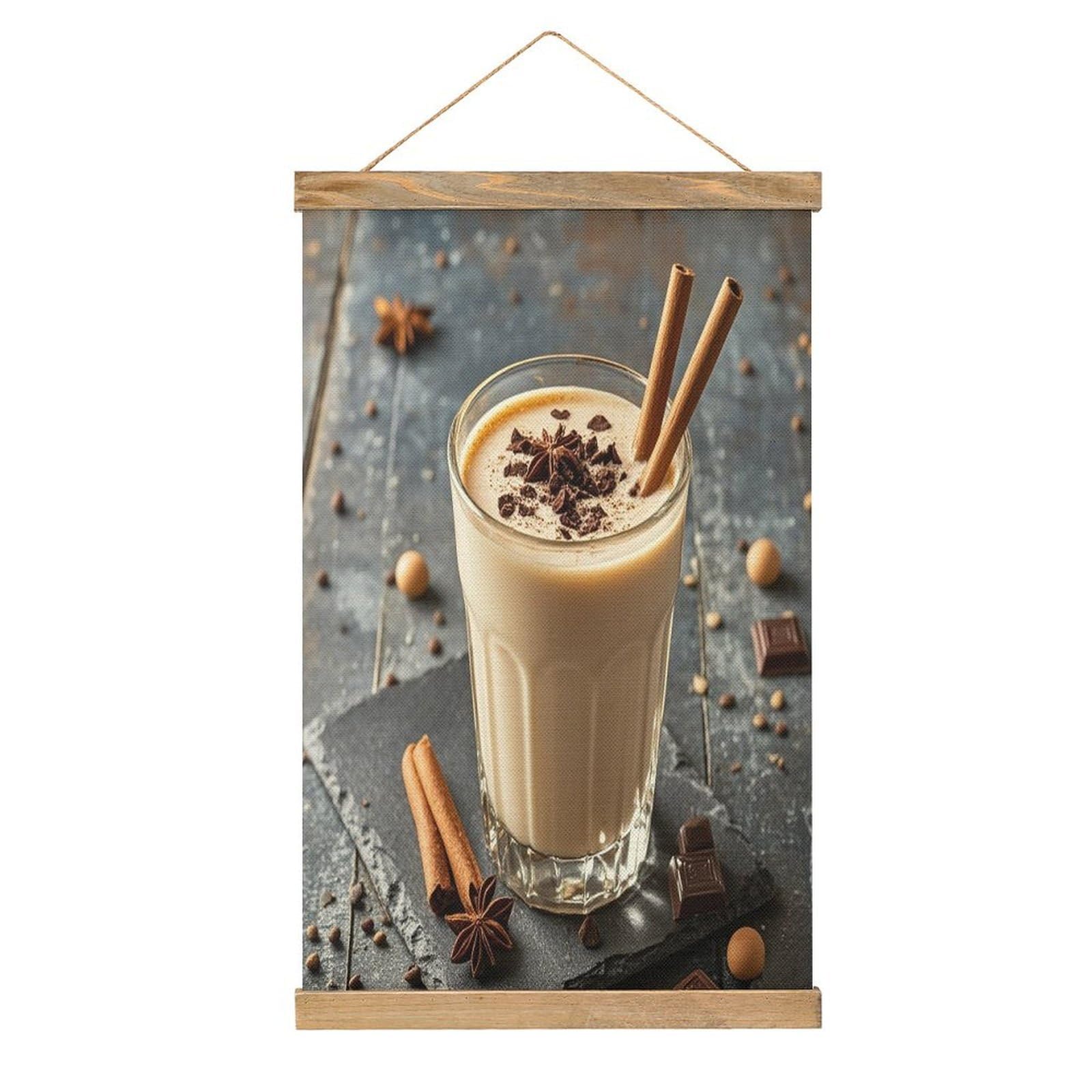 FekiLoot Eggnog Wall Art Poster Hanger Frame Linen Wall Art Decor Vintage Hanging Poster Hanging Wall Decor Rustic Retro Wall Art Print for Living Room Decor 20.4 X 13.1Inches