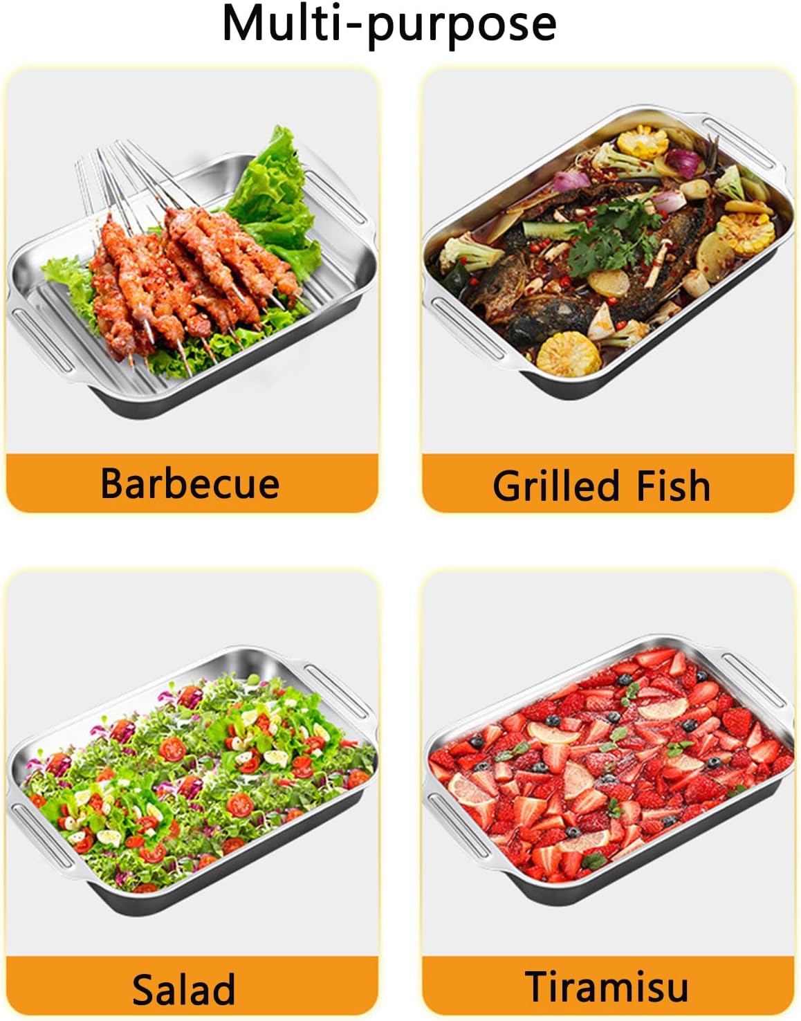 SVRITE Rectangular Stainless Steel Roasting Pan with Handles - 14/15.7inch Corrugated Bottom Fish Baking Sheet Cookie Broiling Tray for Cooking Lasagna Meat Chicken - Dishwasher Safe (Deep,40cm)