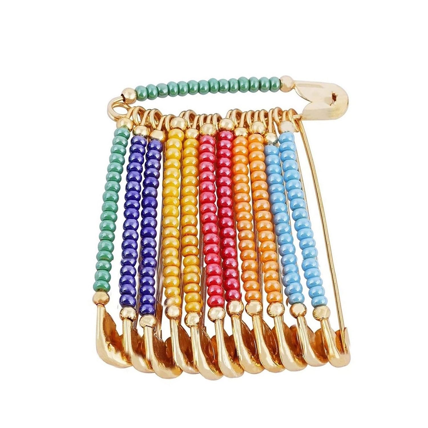 Vama Fashions Glitter Pastel Beads Large Safety pin Single Color Saree Pin for Women Sadi Sari Brooch Pins for Girls Cloths-picture-36