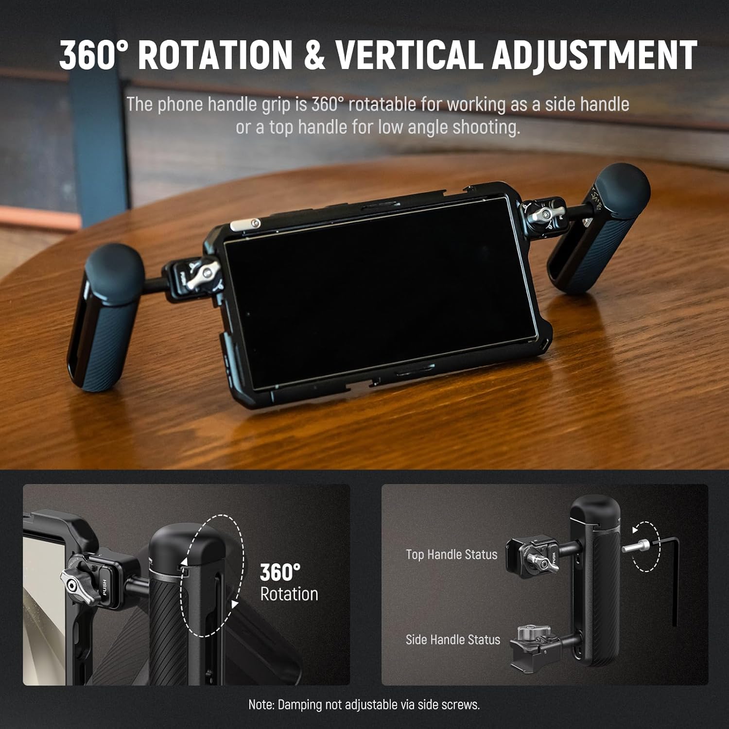 NEEWER Quick Release Side Handle Only for 2nd Gen Phone Cages PA043 PA044 for iPhone 15 Pro Max/15 Pro, PA042 for Samsung S24 Ultra, with Covered Cold Shoe, Anti Off Pin, Silver Lock, PA045S
