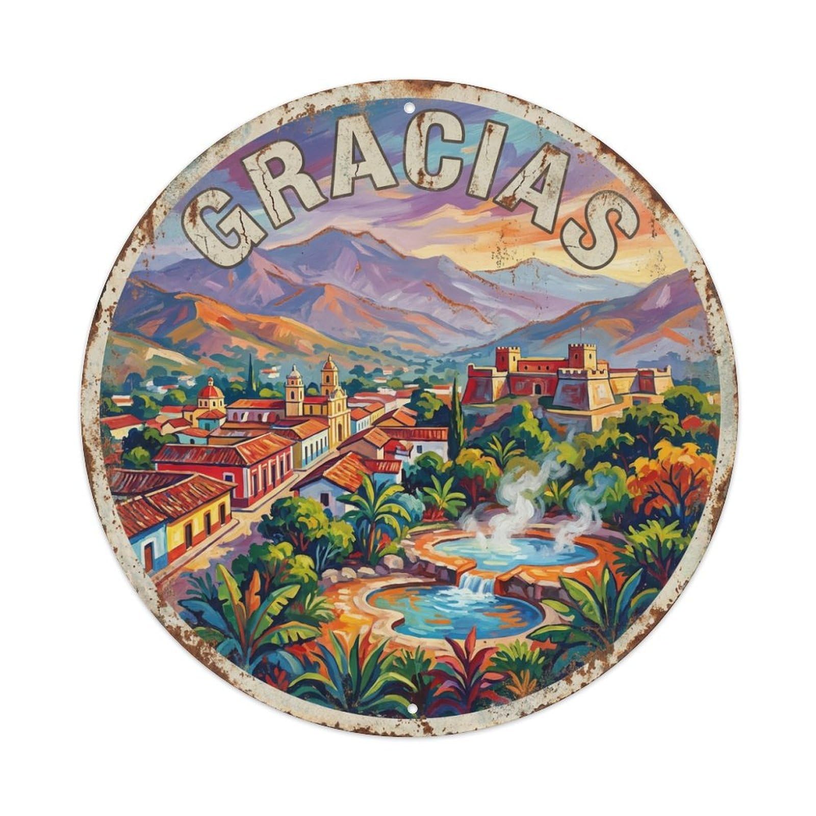 Honduras Travel Vintage Gracias Metal Tin Sign